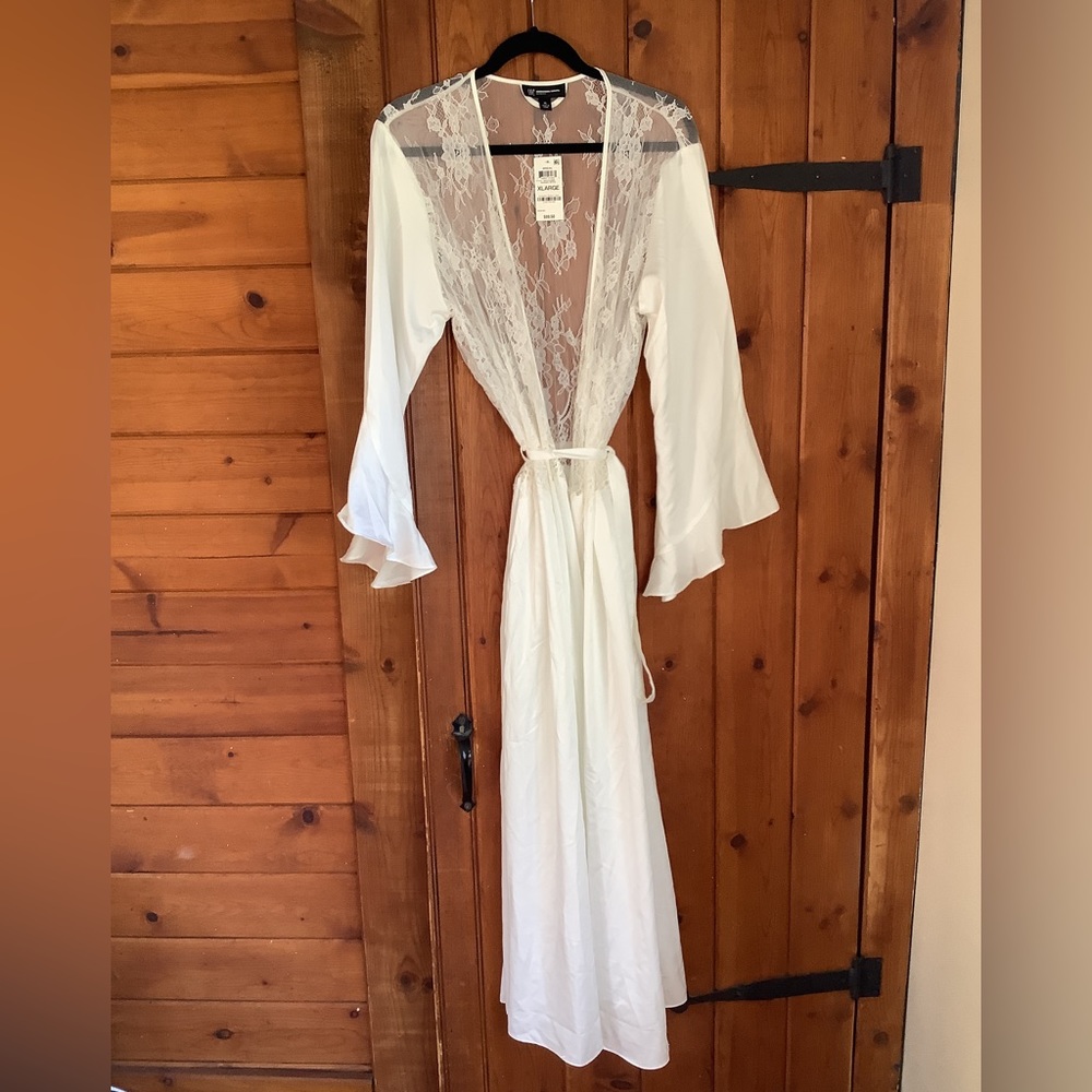 INC intimates Bridal Robe XL NEW NWT washed white bride sexy